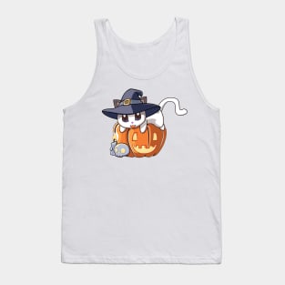 White Cat on a Pumpkin Tank Top